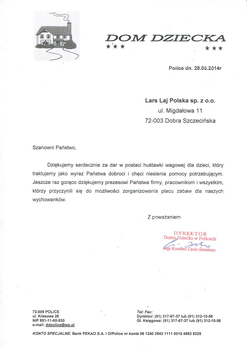 podziękowania dla Lars Laj