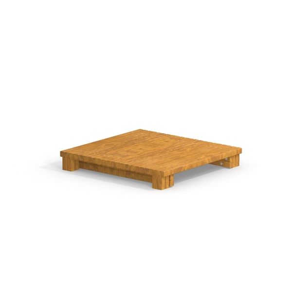 Drewniana platforma 90 cm na białym tle.