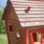 kolorowy domek z drewna na plac zabaw