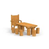 Stół Nature z krzesłem i stołkami
