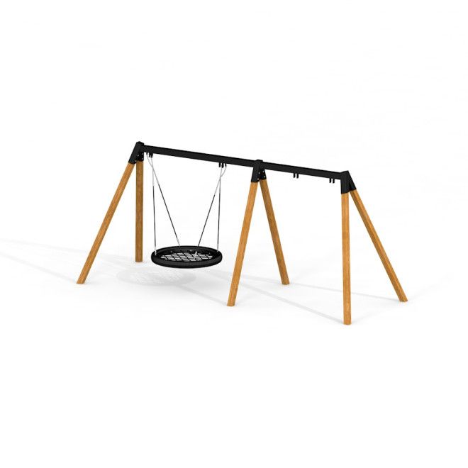 Huśtawka ogrodowa Bird Nest Swing Frame 1 z drewnianymi nogami.
