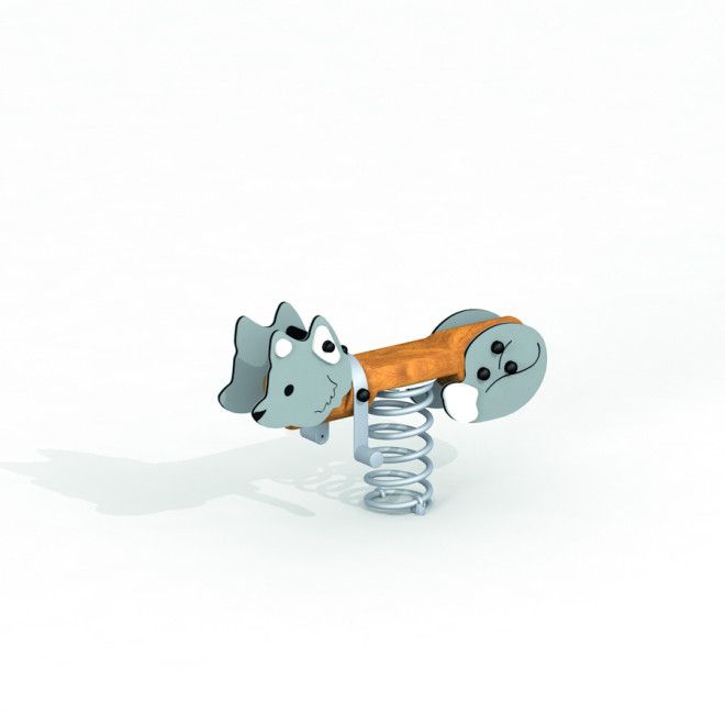 Bujak sprężynowy wilk na plac zabaw, zabawka dla dzieci z drewnianym siedziskiem i metalową sprężyną