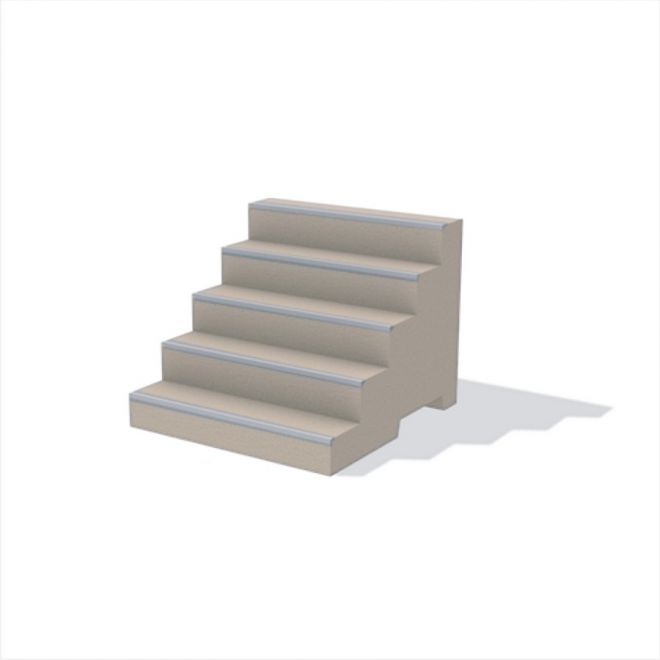 Szare schody zewnętrzne Stairs z antypoślizgowymi paskami.