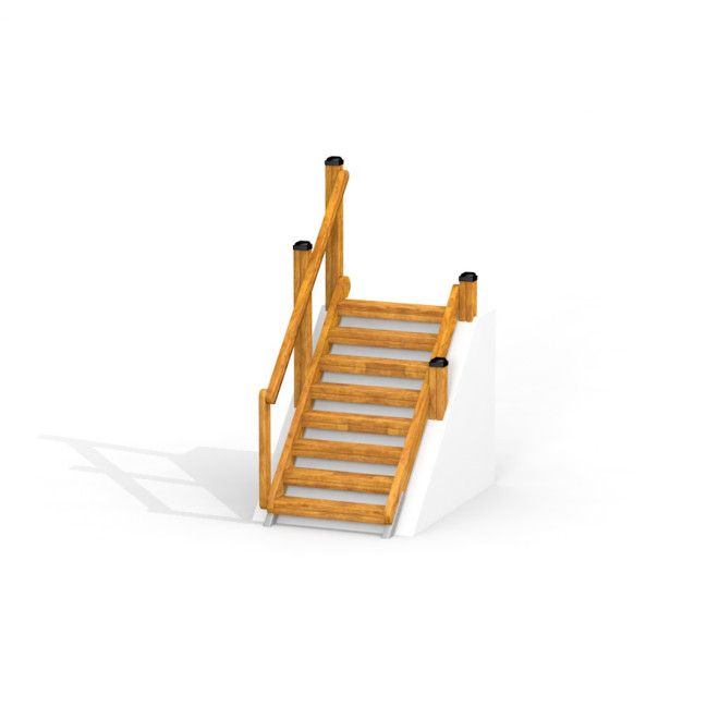 Drewniane schody z balustradą na wzgórzu.