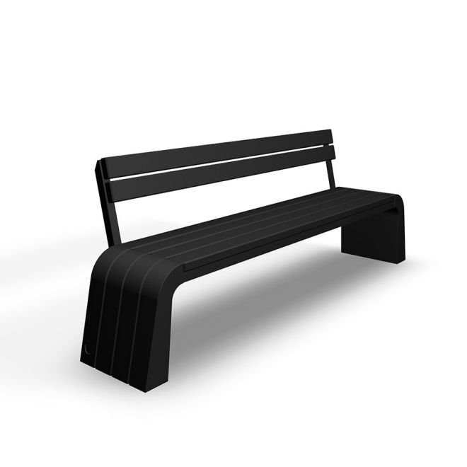 Ławka Sydney w kolorze czarnym, nowoczesny design do parku lub ogrodu.
